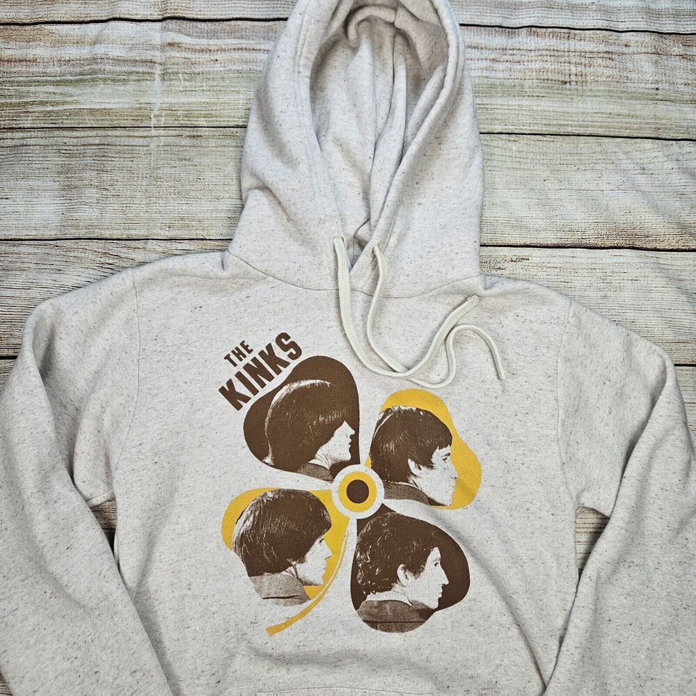 The Kinks Band Hoodie Mens Size Small Royal Apparel Made In USA Beige Tan